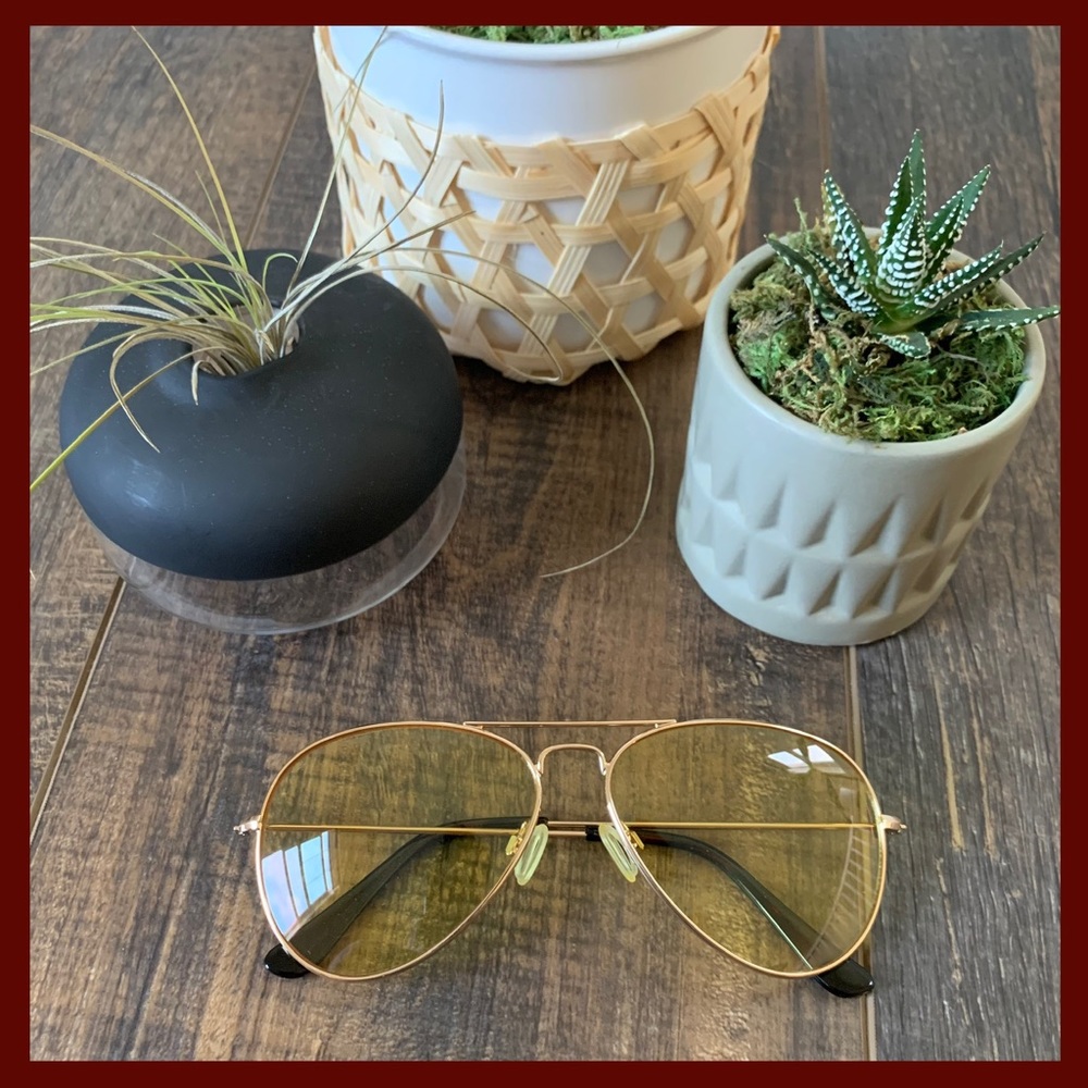 Yellow Eagle Eye Aviators with Gold Frame